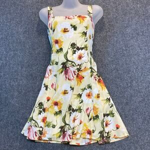 Abercrombie & Fitch Womens Medium Yellow Floral Sleeveless Mini Dress Sundress